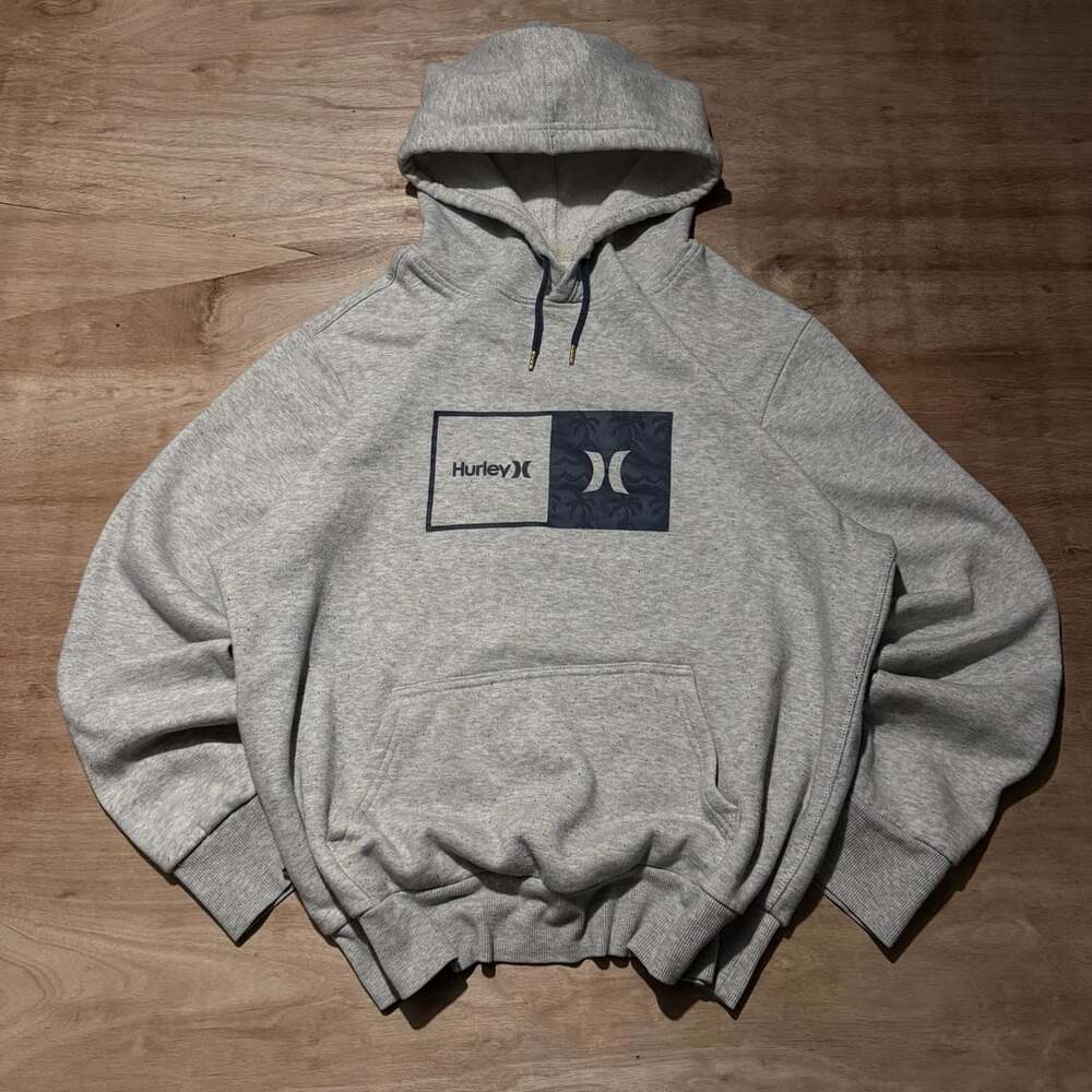 Hurley Gray Logo Graphic Pullover Hoodie Men's Large Surf Skate Streetwear